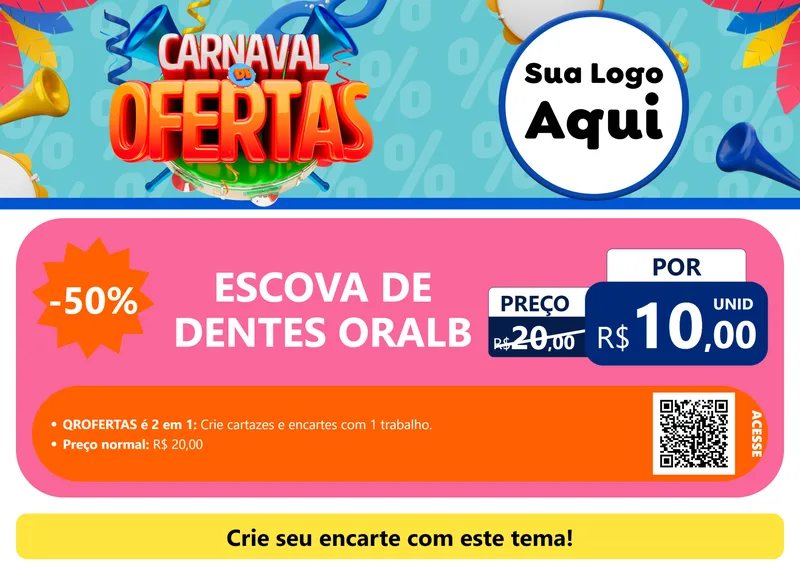 Modelo de Cartaz para Cartaz A4 Horizontal com o tema Carnaval de Ofertas para Higiene Pessoal