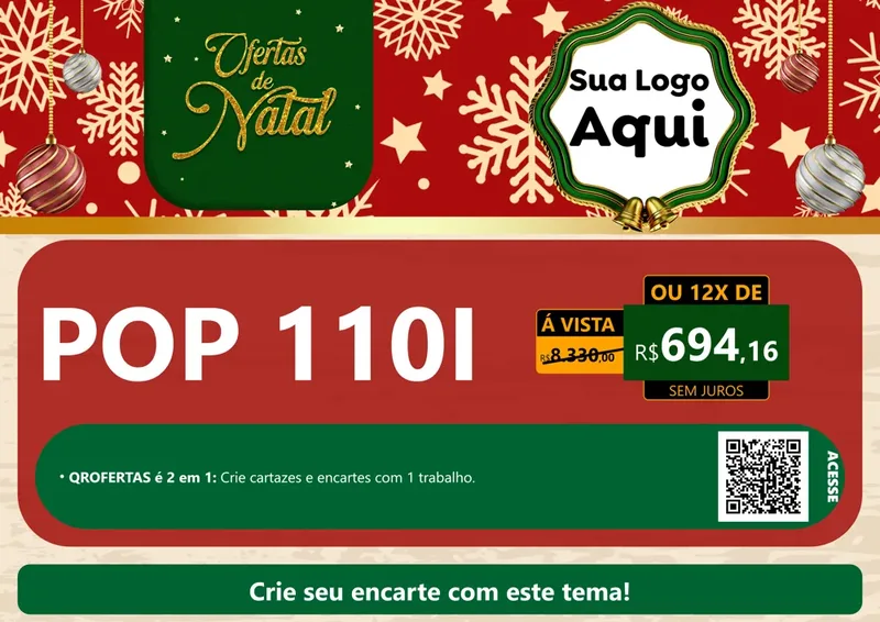 Modelo de Cartaz para Cartaz A4 Horizontal com o tema Natal de Ofertas para Concessionaria de Motos
