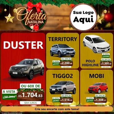 Modelo de Rede Social para Feed Facebook com o tema Ofertas Natalina para Concessionaria de Carros