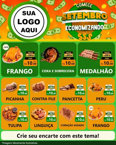 Modelo de Rede Social para Feed Instagram com o tema Comece Setembro Economizando para Assados
