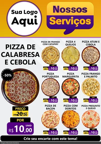 Modelo de Encarte para Encarte A4 Vertical com o tema Nossos Serviços para Pizzaria