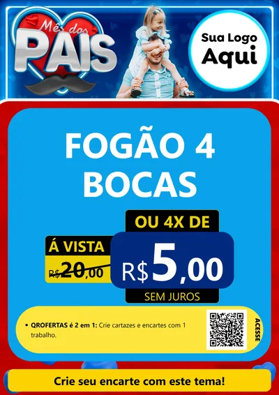 Modelo de Cartaz para Cartaz A4 Vertical com o tema Mês Dos Pais para Móveis e Eletro