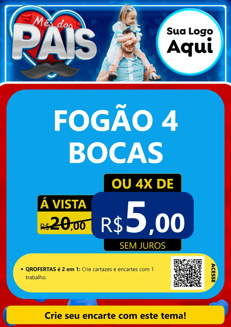 Modelo de Cartaz para Cartaz A4 Vertical com o tema Mês Dos Pais para Móveis e Eletro