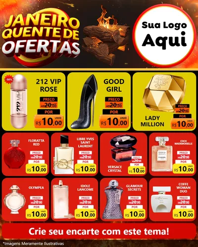 Modelo de Rede Social para Feed Instagram com o tema Janeiro Quente de Ofertas para Perfumes