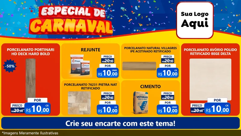 Modelo de TV para TV Horizontal com o tema Especial de Carnaval para Pisos e revestimentos