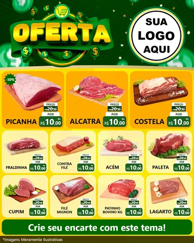Modelo de Rede Social para Feed Instagram com o tema Oferta para Açougue