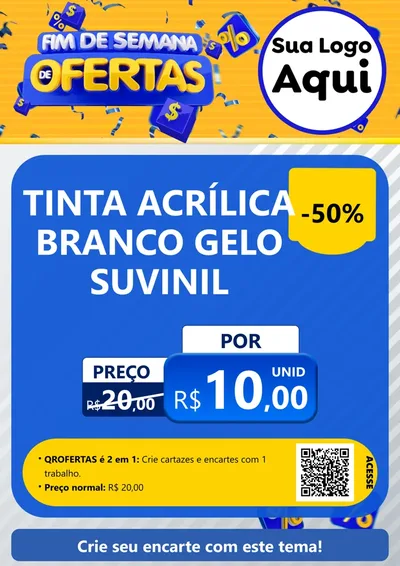 Modelo de Cartaz para Cartaz A4 Vertical com o tema Fim de Semana de Ofertas para Tintas e Ferramentas