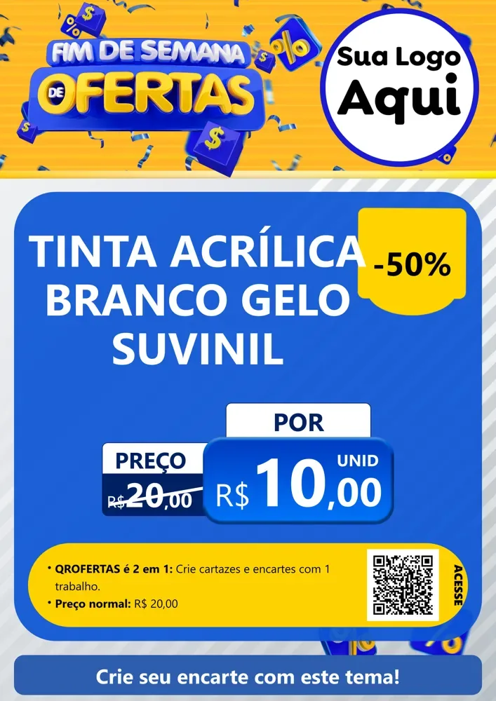 Modelo de Cartaz para Cartaz A4 Vertical com o tema Fim de Semana de Ofertas para Tintas e Ferramentas