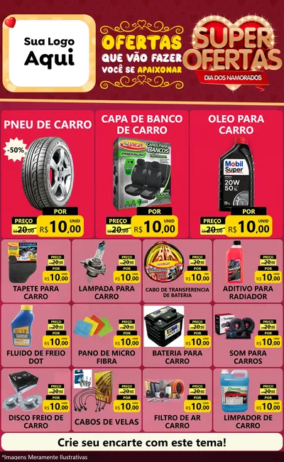 Modelo de Encarte para Encarte Grande com o tema Dia dos Namorados para Auto peças