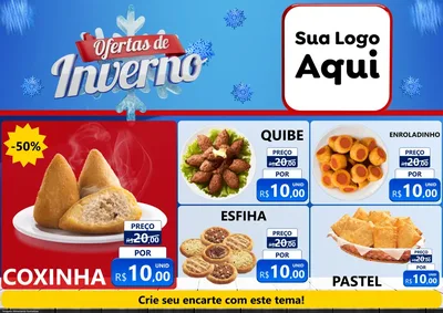 Modelo de Encarte para Encarte A4 Horizontal com o tema Ofertas de Inverno para Salgadaria
