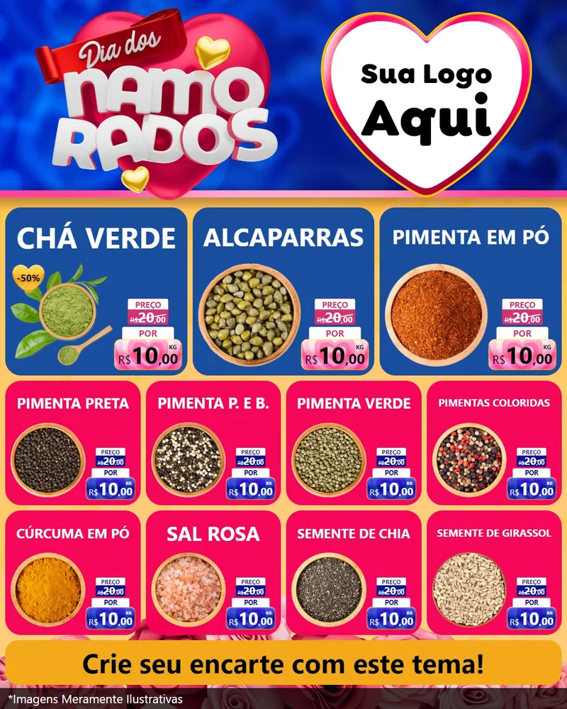 Modelo de Rede Social para Feed Instagram com o tema Dia dos namorados para Produtos Naturais