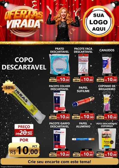 Modelo de Encarte para Encarte A4 Vertical com o tema Ofertas da Virada para Embalagens
