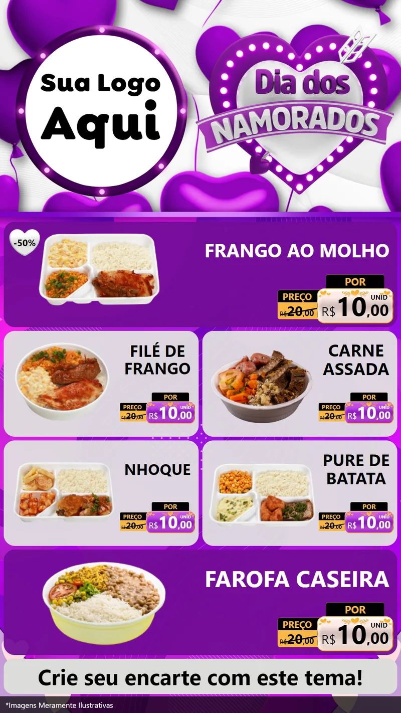 Modelo de TV para TV Vertical com o tema Dia dos Namorados para Restaurante