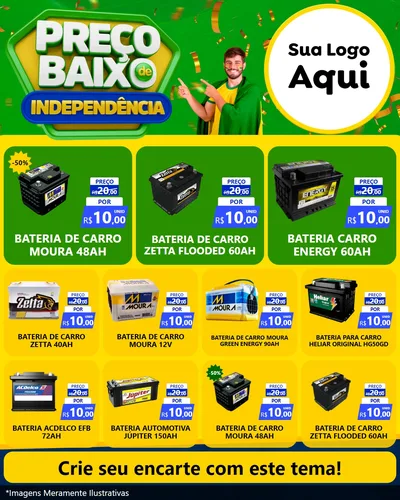 Modelo de Rede Social para Feed Instagram com o tema Preço Baixo de Independência para Baterias Elétricas