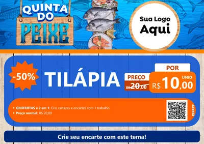 Modelo de Cartaz para Cartaz A4 Horizontal com o tema Quinta do Peixe para Peixaria
