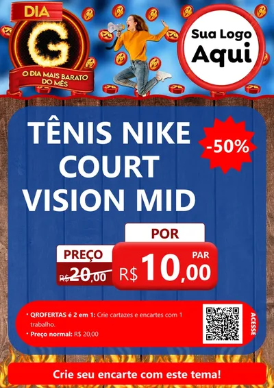 Modelo de Cartaz para Cartaz A4 Vertical com o tema Dia G - O Dia Mais Barato Do Mês para Calçados