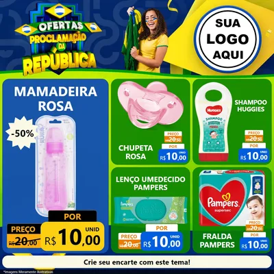 Modelo de Rede Social para Feed Facebook com o tema Ofertas Proclamação da República para Bebês