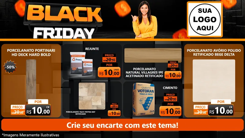 Modelo de TV para TV Horizontal com o tema Black Friday para Pisos e revestimentos