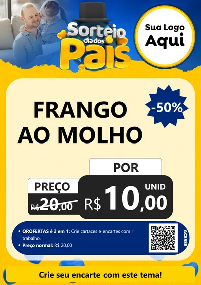 Modelo de Cartaz para Cartaz A4 Vertical com o tema Sorteio Dia Dos Pais para Restaurante