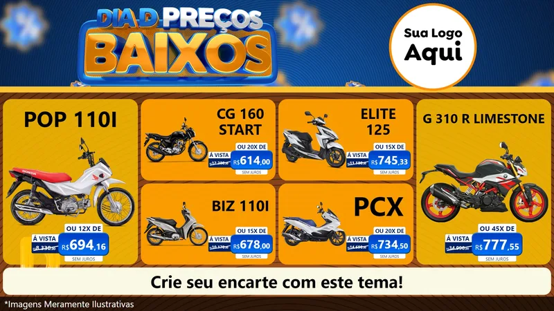 Modelo de TV para TV Horizontal com o tema Dia D Preço Baixo para Concessionaria de Motos