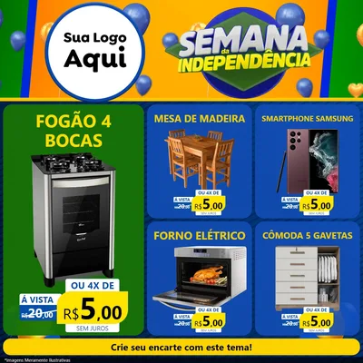 Modelo de Rede Social para Feed Facebook com o tema Semana da Independência para Móveis e Eletro