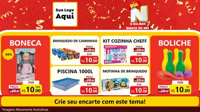 Modelo de TV para TV Horizontal com o tema Dia N o Dia Mais Barato do Mês para Brinquedos