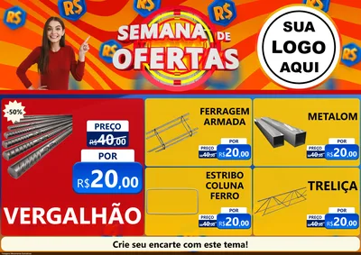 Modelo de Encarte para Encarte A4 Horizontal com o tema Semana de Ofertas para Ferragens