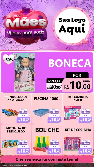 Modelo de Rede Social para Stories com o tema Dia das Mães Ofertas para Você! para Brinquedos