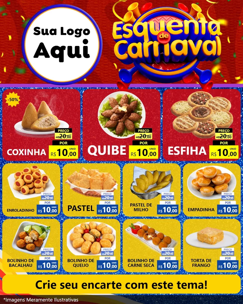 Modelo de Rede Social para Feed Instagram com o tema Esquenta de Carnaval para Salgadaria