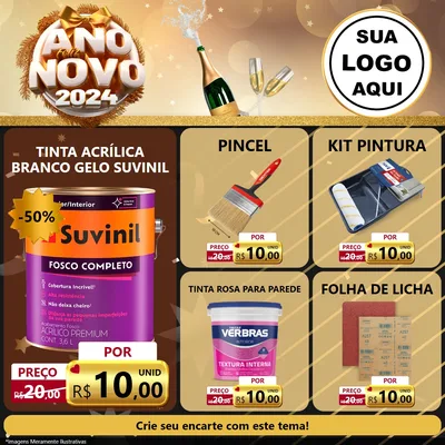 Modelo de Rede Social para Feed Facebook com o tema Feliz Ano Novo 2027 para Tintas e Ferramentas
