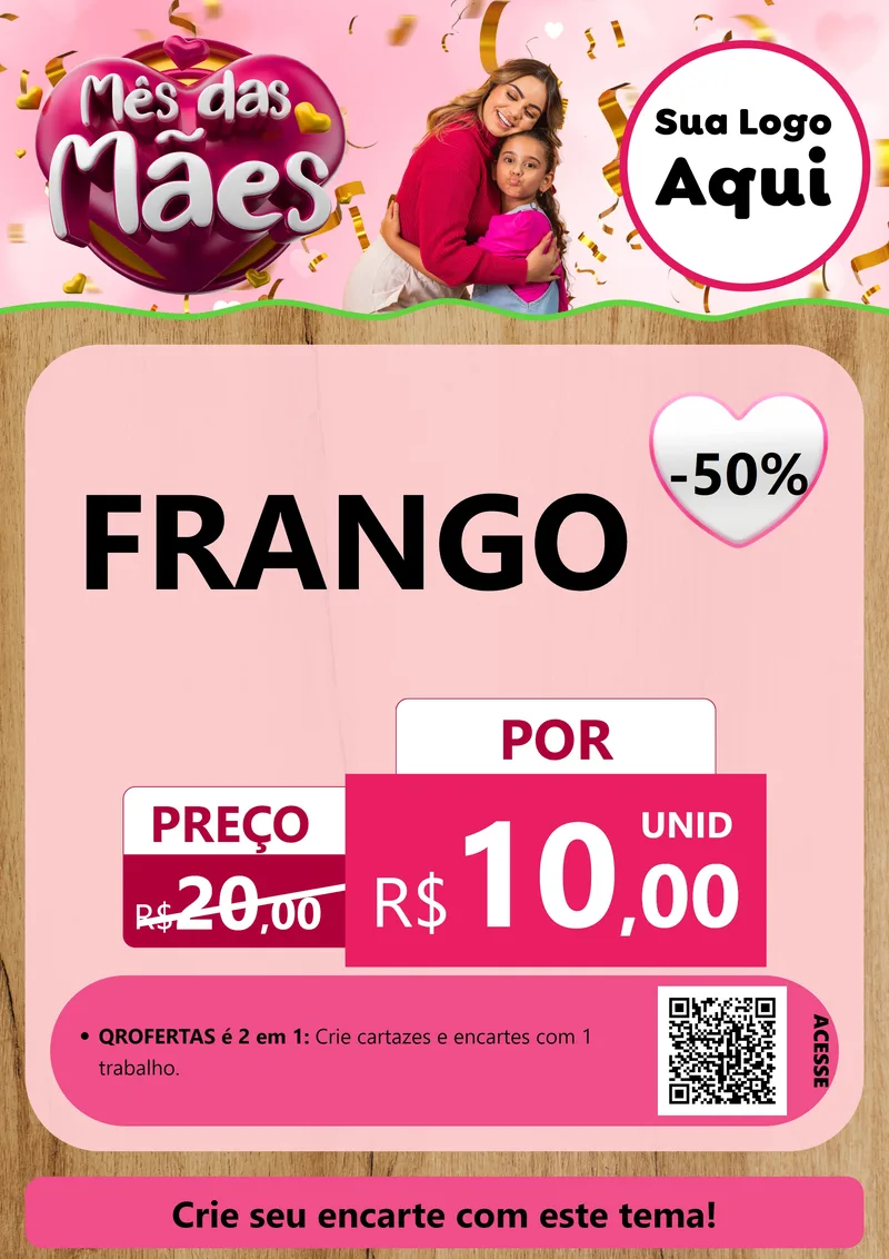 Modelo de Cartaz para Cartaz A4 Vertical com o tema Mês das Mães para Assados