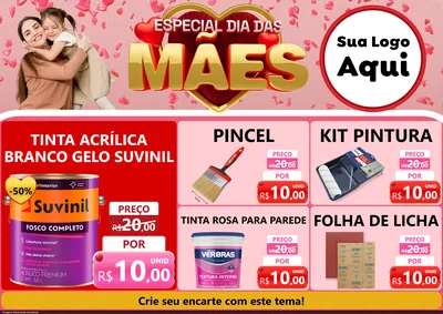 Modelo de Encarte para Encarte A4 Horizontal com o tema Especial Dia Das Mães para Tintas e Ferramentas