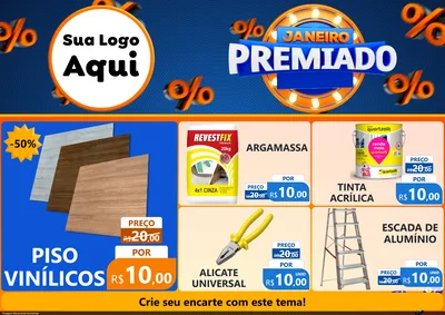 Modelo de Encarte para Encarte A4 Horizontal com o tema Janeiro Premiado para Material para Construção