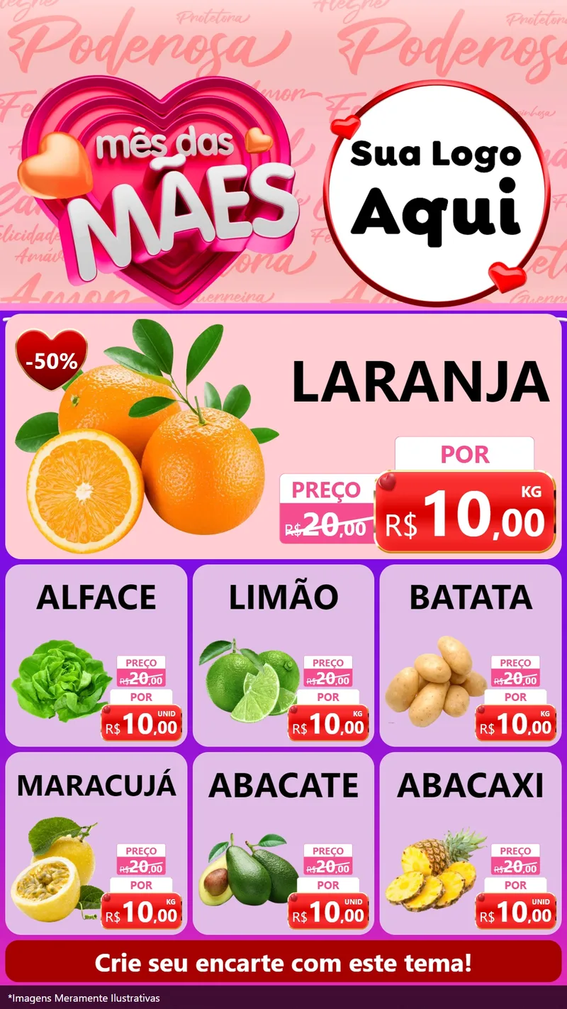 Modelo de Rede Social para Stories com o tema Mês Das Mães para Hortifrúti