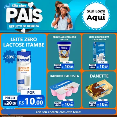 Modelo de Rede Social para Feed Facebook com o tema Dia Dos Pais Repleto de Ofertas para Frios e Laticínios