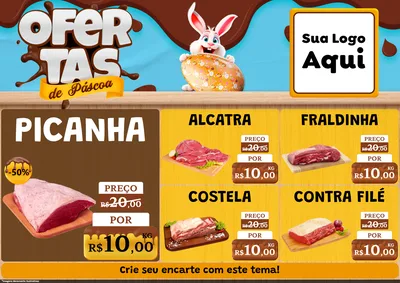 Modelo de Encarte para Encarte A4 Horizontal com o tema Ofertas de Páscoa para Açougue