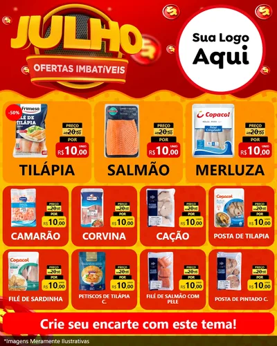 Modelo de Rede Social para Feed Instagram com o tema Julho Ofertas Imbatíveis para Peixaria