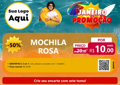 Modelo de Cartaz para Cartaz A4 Horizontal com o tema Janeiro de Promoção para Papelaria