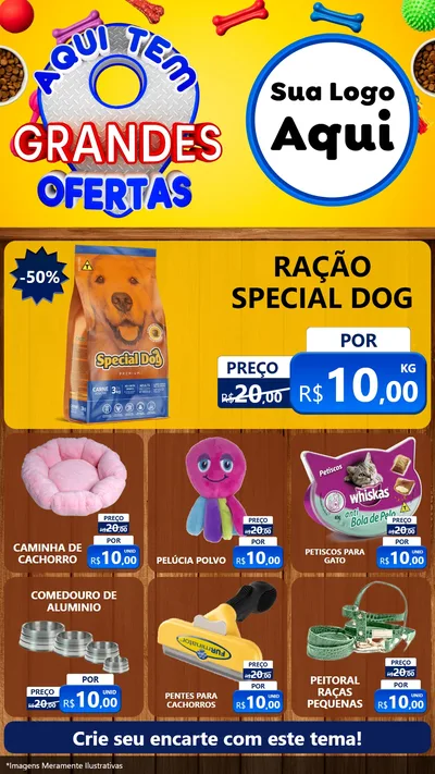 Modelo de Rede Social para Stories com o tema Aqui Tem Grandes Ofertas - Pet Shop para Pet Shop