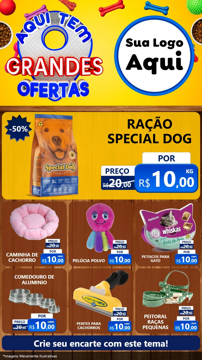 Modelo de Rede Social para Stories com o tema Aqui Tem Grandes Ofertas - Pet Shop para Pet Shop