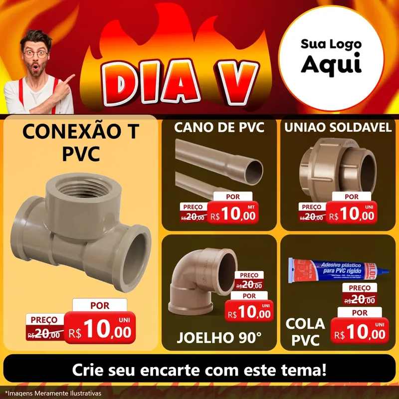 Modelo de Rede Social para Feed Facebook com o tema Dia V para Tubos e conexões