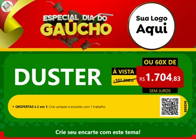 Modelo de Cartaz para Cartaz A4 Horizontal com o tema Especial Dia do Gaúcho para Concessionaria de Carros