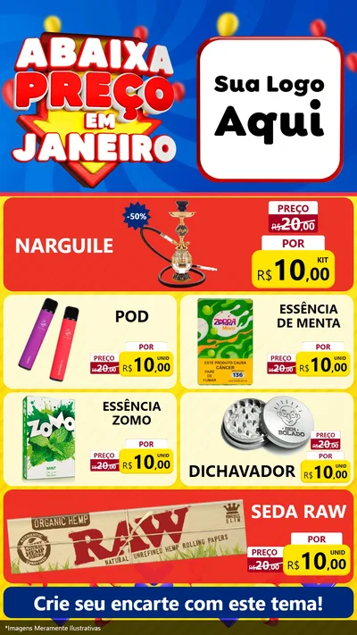 Modelo de TV para TV Vertical com o tema Abaixa Preço em Janeiro para Tabacaria