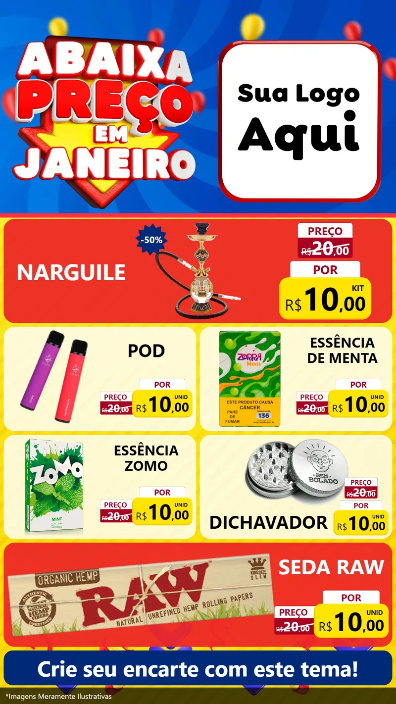 Modelo de TV para TV Vertical com o tema Abaixa Preço em Janeiro para Tabacaria