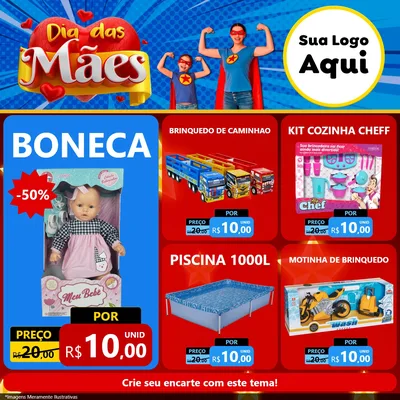 Modelo de Rede Social para Feed Facebook com o tema Dia das Mães para Brinquedos