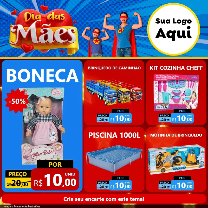 Modelo de Rede Social para Feed Facebook com o tema Dia das Mães para Brinquedos