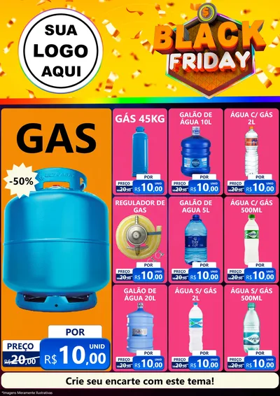 Modelo de Encarte para Encarte A4 Vertical com o tema Black Friday para Água e gás