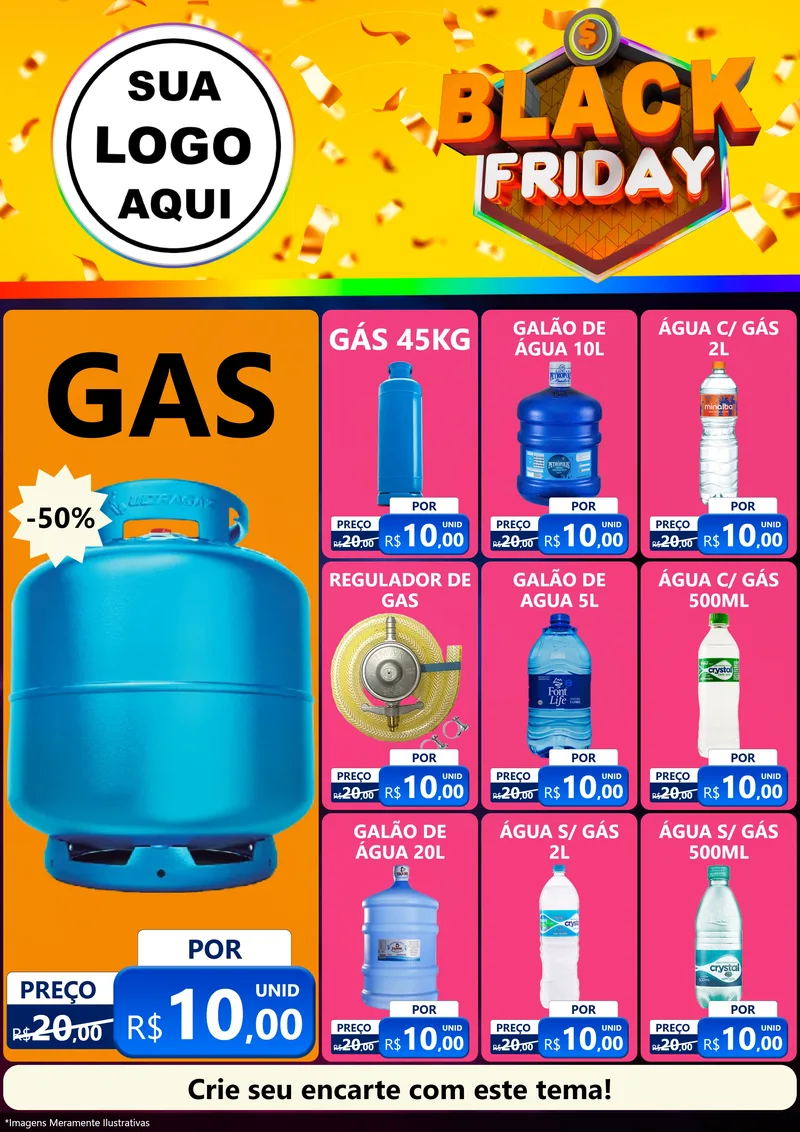 Modelo de Encarte para Encarte A4 Vertical com o tema Black Friday para Água e gás