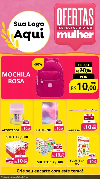 Modelo de Rede Social para Stories com o tema Ofertas - Especial Dia Das Mulheres para Papelaria
