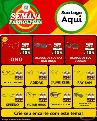 Modelo de Rede Social para Feed Instagram com o tema Semana Farroupilha para Óticas